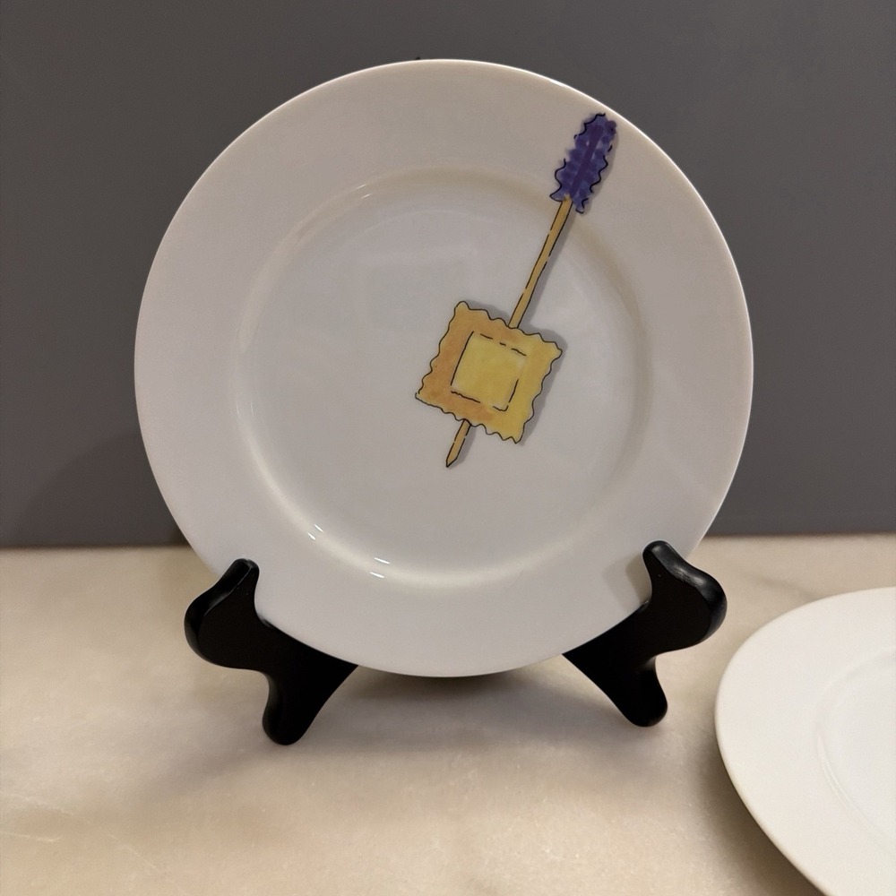 Set Of 5 Crate & Barrel Nancy Green Tidbits 6 .5" Tapas Bread Appetizer Plates - Picture 5 of 7